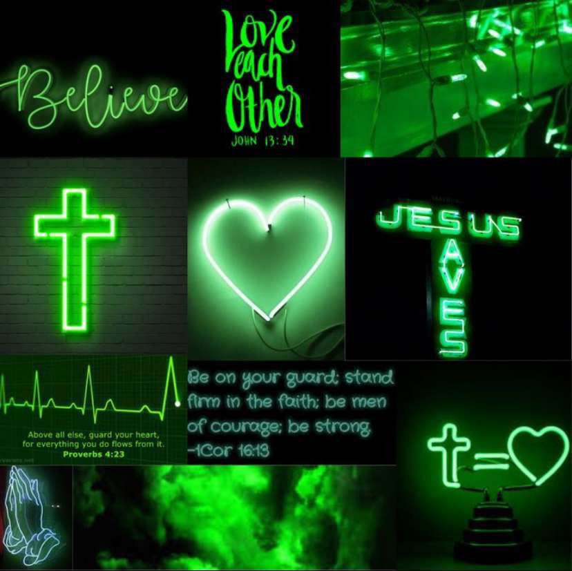 NEON CROSS GREEN AESTHETICS