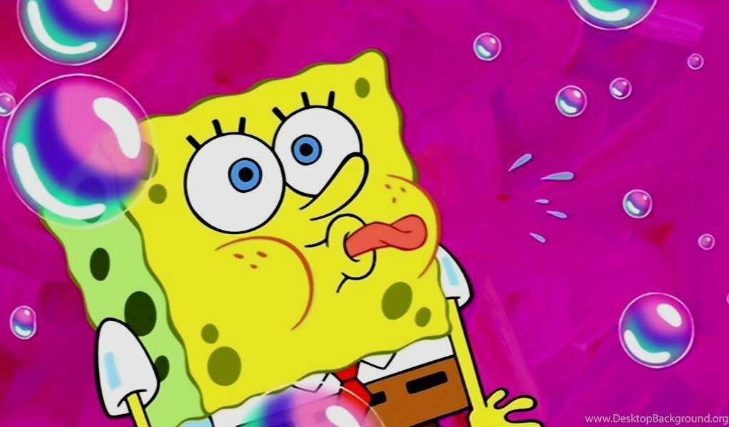 SPONGE BOB TONGUE OUT WITH BUBBLE